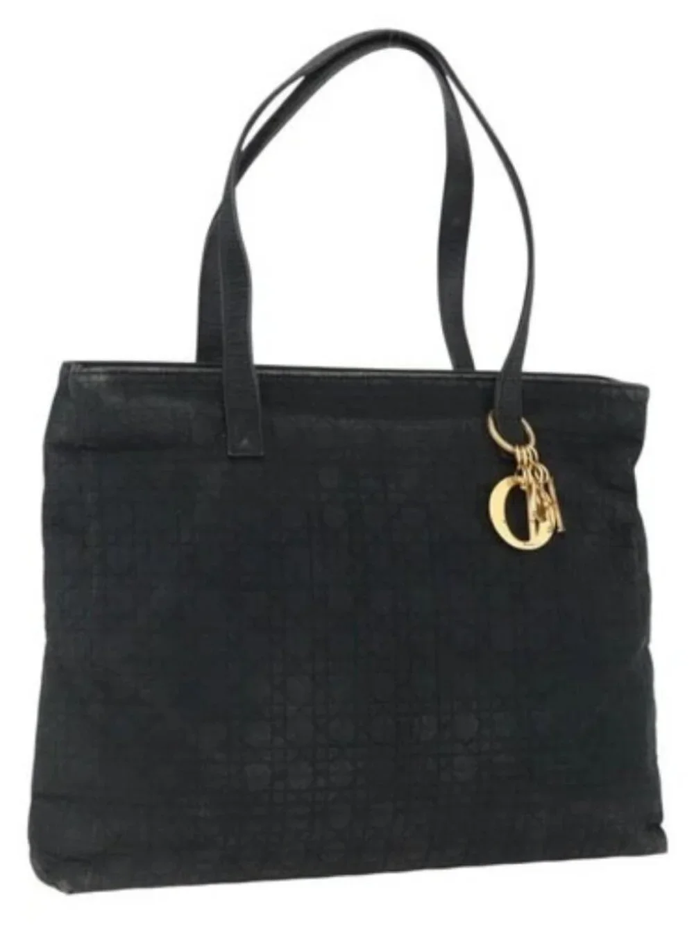 Christian Dior Canage Tote Bag Black Gold Auth 173544